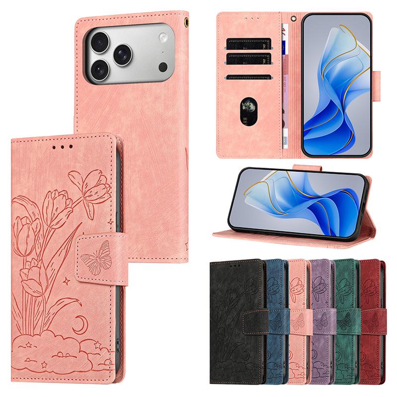 Anti-fall Embossed Leather Phone Case for Sharp AQUOS Wish 5, Fujitsu Arrows We 3, Kyocera, ZTEN