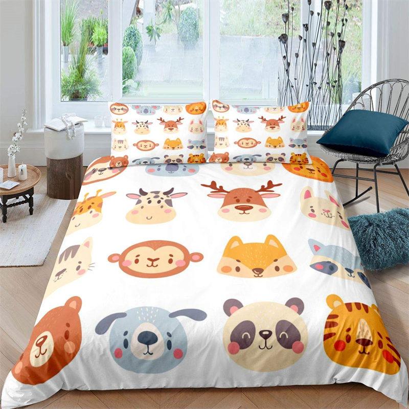 Children Kids Monkey Soft Duvet Cover Lovely Carton Animal Beding Set Lovely Litle Monkey Warm Comforter Cover For Young Boys Young Girls Child Bedrom