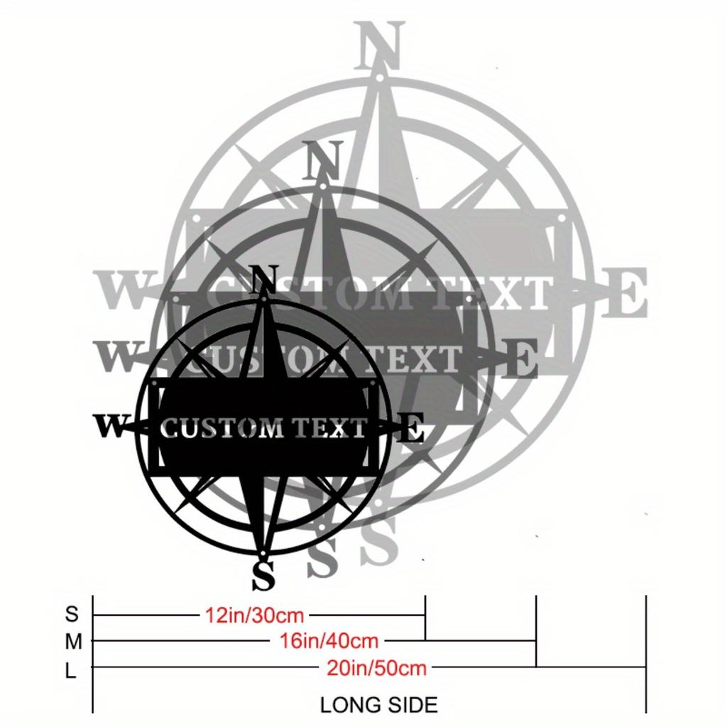 Customizable Metal Compass Sign Nautical Plaque Home Wall Hanging Personalized Gift