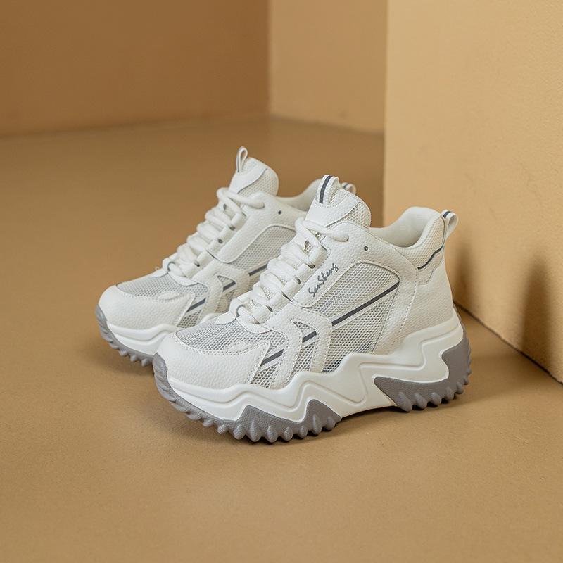 2025 nové zvýšené s tlustou podrážkou univerzální prodyšné ležérní "dad" boty klínový podpatek šněrovací vysoké sandály síťované boty dámské boty