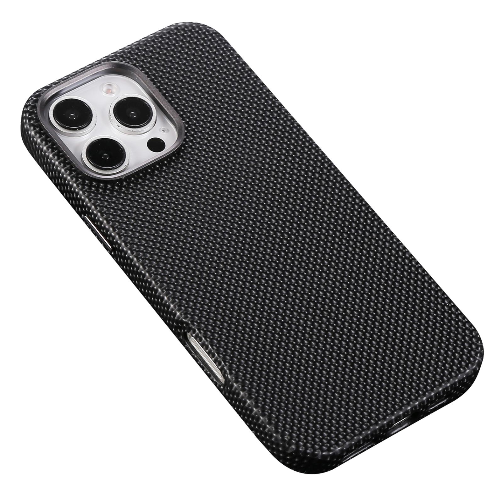

For iPhone 16 Pro Max Magnetic Case Diamond Texture Leather+PC Phone Cover Black