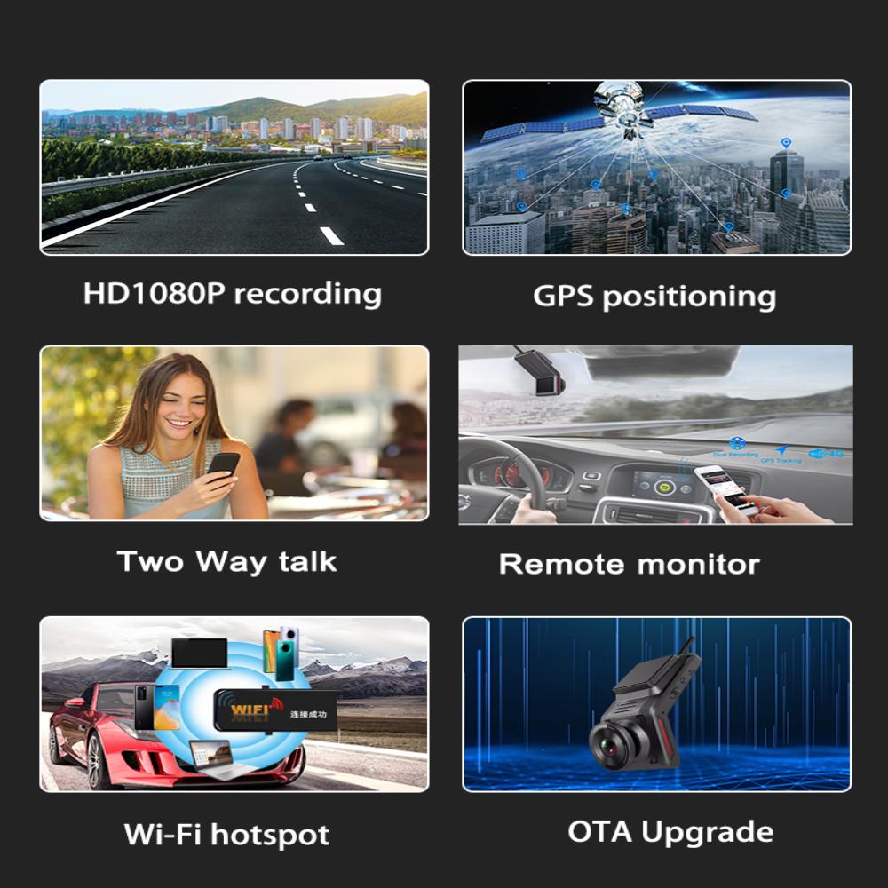 4G Mini Dual Dash Cam FHD 1080P WiFi GPS Tracker Live Remote Monitor Loop Video Recording 24H Parking Guard Night Vision