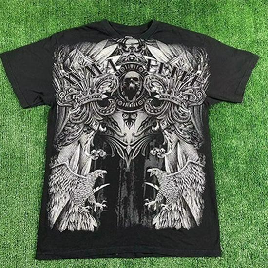 

Ретро Футболка С Принтом Черепа Большого Размера Свободного Кроя - Темный Панк Y2K 90-е Уличная Одежда M