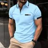 Fashionable Men's Casual Polo Shirt with Faux Chest Pocket, Turn-Down Collar and Button-Front Business T-Shirt Top