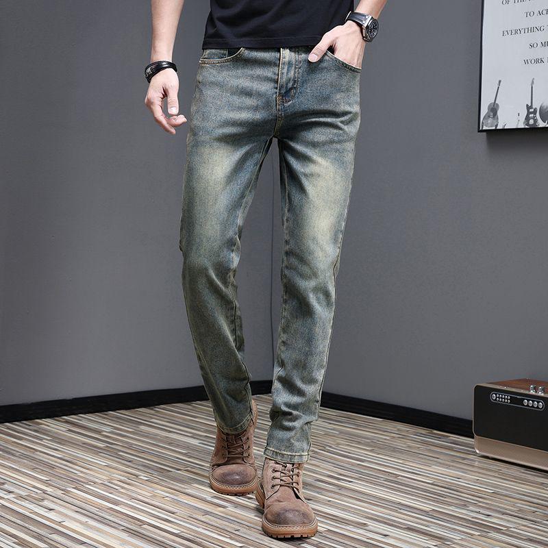 

Мужские узкие осенние джинсы скинни, эластичные, универсальные, в корейском стиле, повседневные брюки на флисовой подкладке. Other