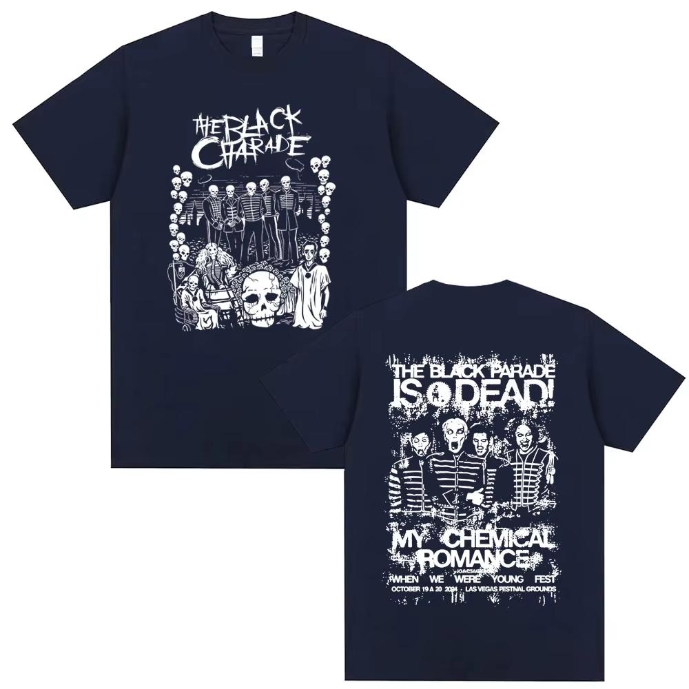 My Chemical Romance Punk Band T-shirt The Black Parade Graphic Streetwear Summer Men Women Rock Emo Oversized Crewneck T Shirts