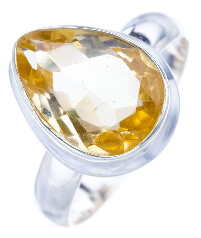 

StarGems® Natural Citrine Handmade 925 Sterling Silver Ring 8.5 F0363