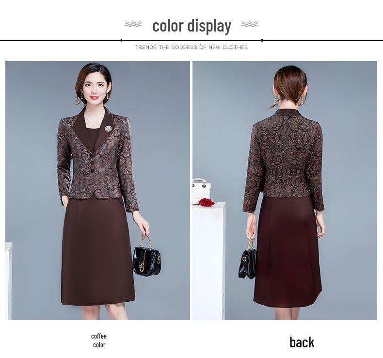 2026 Spring Slimming Temperament Dress: Mid-Length Two-Piece Style with Age-Reducing Print for Women