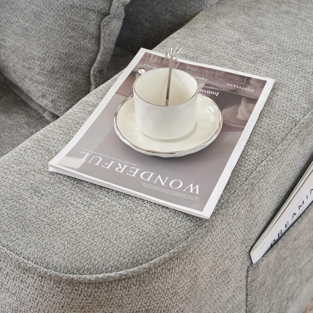 Comfortable 2-Person Sofa without Assembly, Soft Sofa with Cushions & Side Pockets, with Side Pockets, Grey