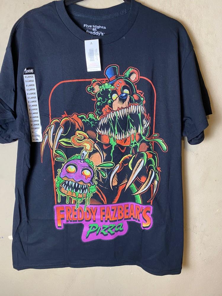 Five Nights At Freddy s  Пиццерия Фредди Фазбеара  Черная графическая футболка - Новая с бирками Унисекс футболка XXL