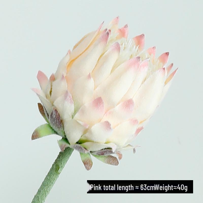Nordic King Protea Single Stem Faux Flower Bouquet for Living Room or Wedding Decor