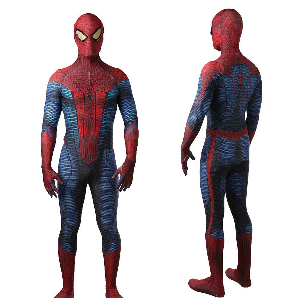 The Amazing Spider-man Suit Blue&red Spandex Bodysuit For Kids And Adults