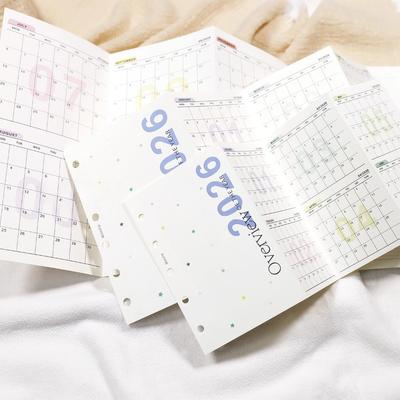 FromthenonA6A7M5 2026Calendar 4 Fold Pages Yearly Planner Refill Pages Foldable Calendar Insert for Daily Habit Tracker Schedule
