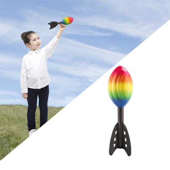 Sport Rocket Toy Portable Rainbow Color High Elasticity Flying Rocket Throwing Football for Kids