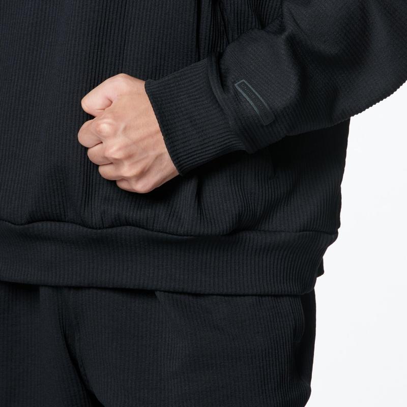 Under Armour Solid Color Casual Loose Ribbed Hoodie Men Hoodies Black 1383100-001