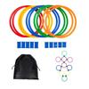 Set mit 10 Hüpfkästchen-Ringen (28 cm), 5 Farben, für drinnen und draußen, zum Spielen, für Bewegung und Training. Inklusive Aufbewahrungstasche. Ideal für Fußballtraining, Geschwindigkeit