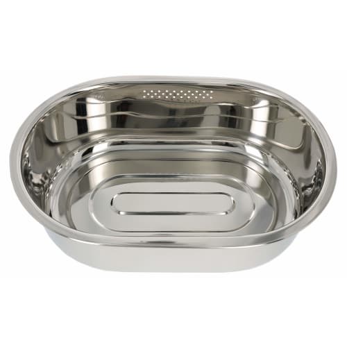 Takagi Stainless Steel Oval Wash Tub with Drain Hole, Silver, Corrosion-Resistant and Hygienic, Suitable for Washing with Water or Soaking, Kitchen Si