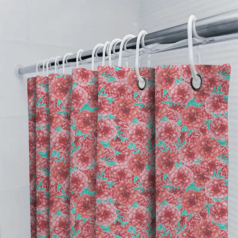 Japanese Style Floral Shower Curtain Bathing Room Decorative Fabric Waterproof Polyester 3D Printing Shower Curtains For Bathroo
