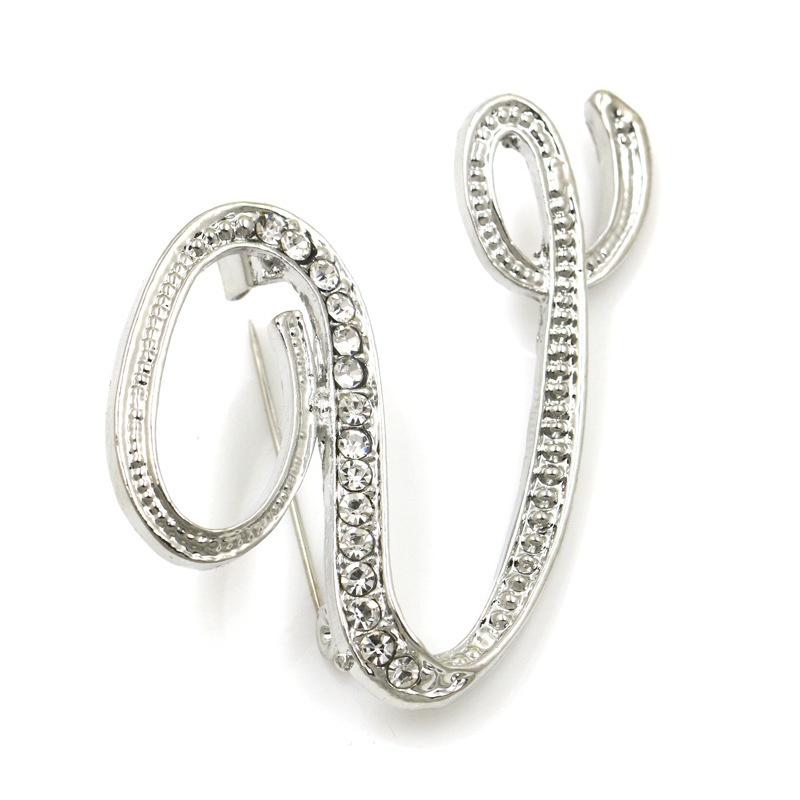 Dopis brož Příslušenství Pin Brož slitina Móda Angličtina živůtek Kostým Plný diamant vykládaný vodou