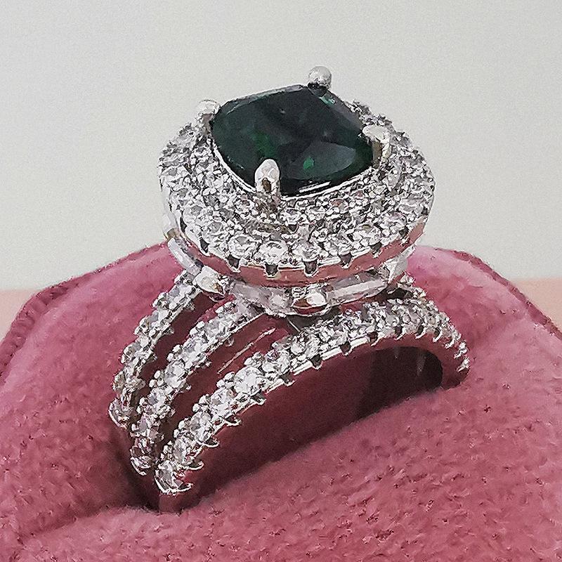 European & American Fashion Ring: Square Colored Diamond, Women's Daily/Wedding/Banquet R4898