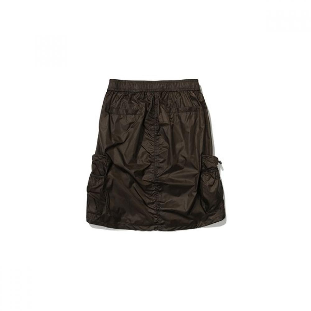 Women Cargo Midi Skirt  Brown    Shirring