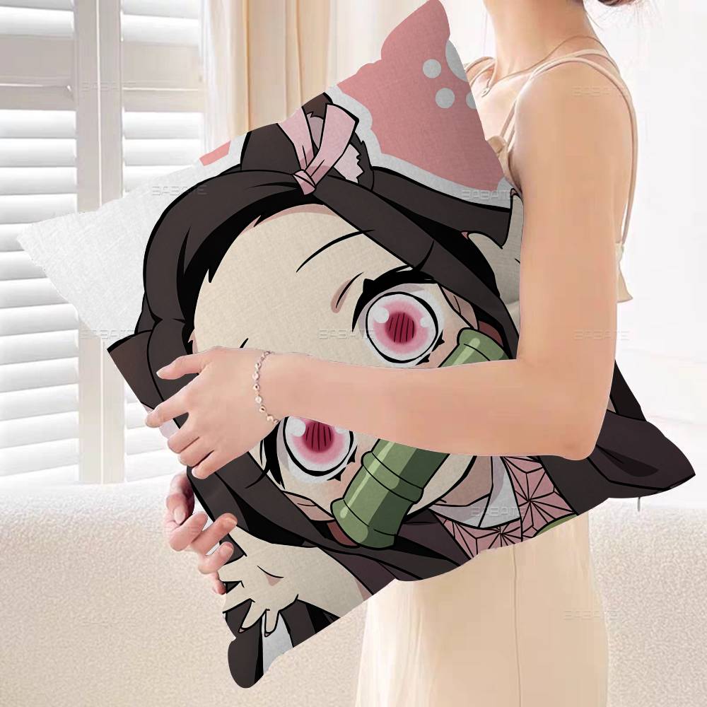 Cartoon Character Kamado Nezuko Cushion Cover Polyester Sofa Cushions Decorative Throw Pillows Home Decoration Pillowcover