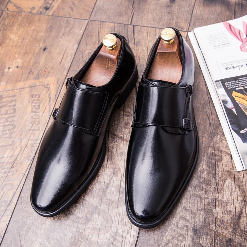 Three-head large-size shoes British pointed leather shoes raw business dress casual shoes studio size