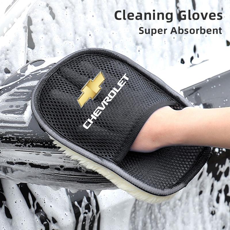 AABHE1 1Pcs Car Wash Glove Wool Soft Polish Cleaning Brush Tools For Chevrolet Spark Captiva Cruze Malibu Equinox Trax Camaro Blazer