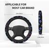 Blue Yellow Galaxy Paw Prints Steering Wheel Cover Pretty Puppy Pet Steering Wheel Protector 14.5-15 Inch Car Accessories