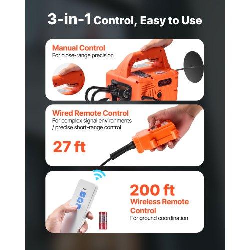 VEVOR 3-in-1 Electric Hoist Winch, 500 kg Capacity, 1500W Portable Electric Power Winch, 7.6 m Lifting Height, 5 m/min with Manual