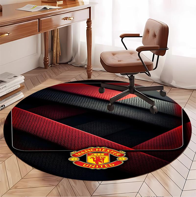Football United F.C Pattern Round Rug, Indoor/Outdoor Mat, for Picnic, Gameroom, Bedroom, Office, Living Room, Home Decor Carpet, Birthday Gift