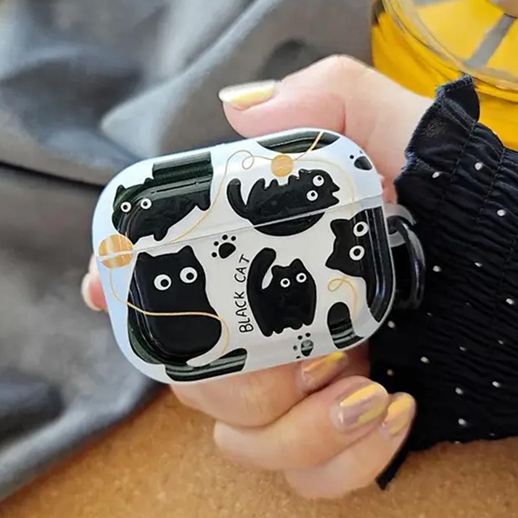 Creative cartoon black cat earphone case for AirPods1/1 earphone cover AirPods pro protective cover