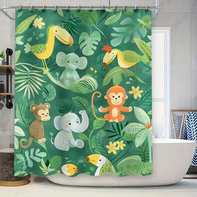 Rideau de douche à imprimé animalier Récolte d'automne Design festif Citrouille d'Halloween Décoration de salle de bain Tissu imperméable Housse de douche