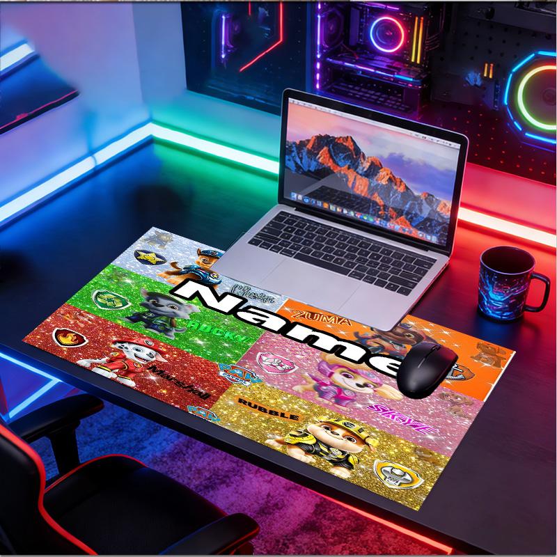 Custom Name Personalized PAW Patrol Pattern Mousepad, Laptop PC Desk Mat, Decorative Desk Mat for Home Keyboard Pad Gift