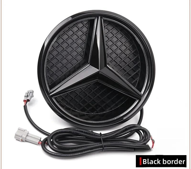 

For Mercedes Benz Car Front Grill Logo Light mirror face LED Badge For Mercedes Benz W166 GLS350 AMG/GLS63 X205 Emblem Luminous Red light чорний