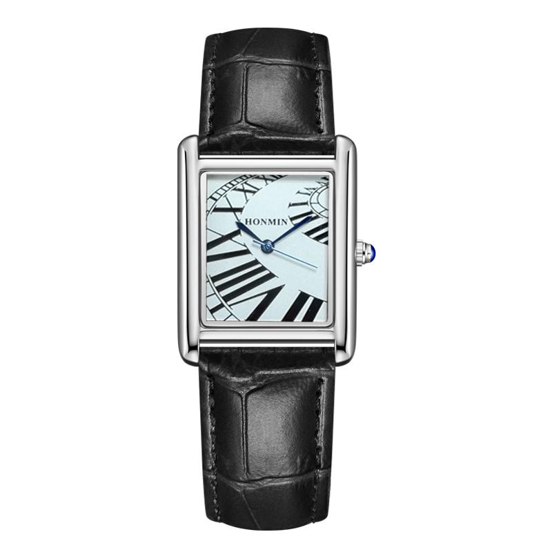 HONMIN Luxury Style Roman Dial Tank Ultra-Thin Rectangular Elegant Men's Quartz WaterProof Watch
