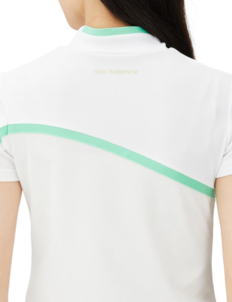 Golf Short Sleeve Mock Neck Shirt Quick 0 [New Balance] Women's (Sweat Absorbent, Drying, Stretch) / 012-4166509 030_White [S]