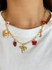 Collana con Ciondolo a Forma di Fragola con Fiocco in Acciaio Inossidabile per Donna Charms Delicati Gioiello