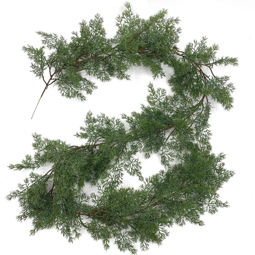 

Green Artificial Cypress Pine Wreath DIY Accessories 190cm Cedar Greenery Rattan Fireplace Decoration Staircase Ornament зелений