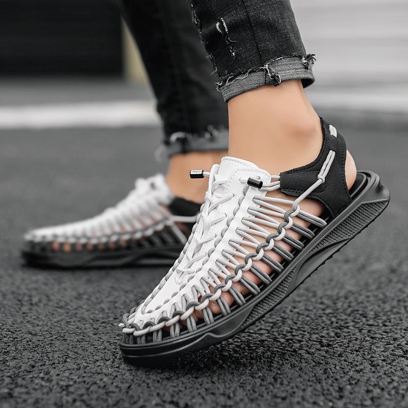 Fashion Summer Men Sandals Women Slippers Weaving Design Beach Sandals Breathable Casual Flat Sandals Outdoor Couples Sandals