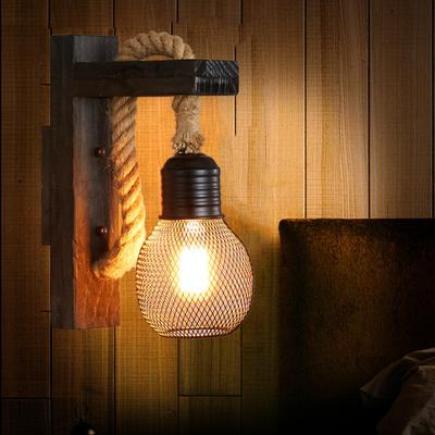 Vintage Przemysłowa Lampa Ścienna Styl Amerykański Rdza Kinkiety Retro Loft Drewniana Lampa Restauracja Kawiarnia Bar Kinkiet Ścienny Dekoracja Domu