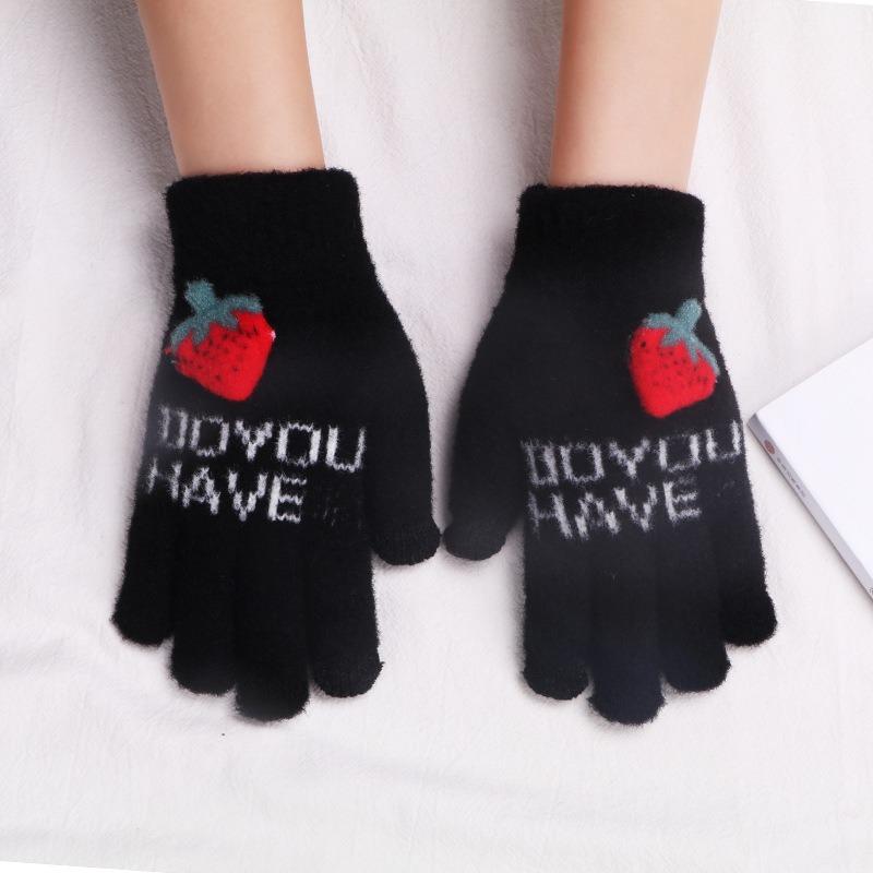 New knitted cartoon gloves plush cold-proof gloves women's winter warm plush thickened student accessories gloves