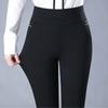 Women's Elastic High Waisted Spring Thick Casual Pants With Elastic Stripes For Slimming Middle Aged Women's Straight Leg Pants