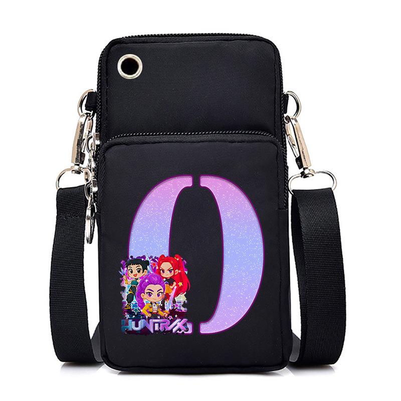Anime Cartoon Peripheral 26 Letters Mobile Phone Bag Multi-Function Vertical Square Black Messenger Bag