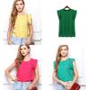 Elegant Womens Sleeveless Chiffon Tops With Timeless Design In Blue Green Red