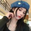 Korean Style Cloud Cowboy Cap Solid Color Denim Octagonal Hat Retro Denim Beret  Ladies