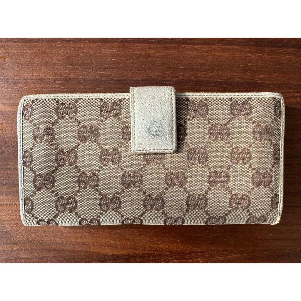 Used GUCCI GG Pattern Long Wallet Beige