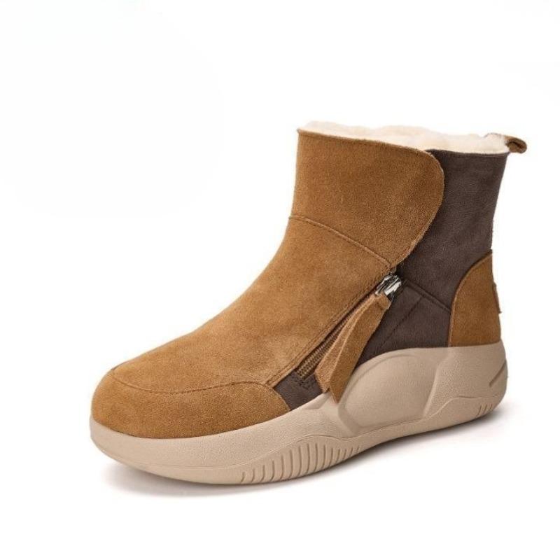Winter Round Toe Platform Booties Fleece-lined Woman Shoes Y2k Comfortable and Elegant Footwear Sale Padded Snow Boots for Women