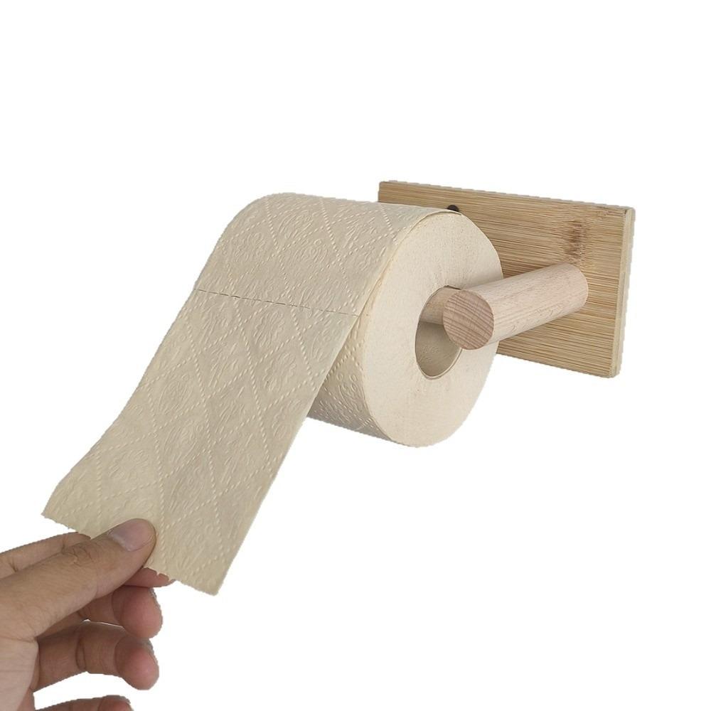 Wood Grain Desktop Tissue Stand Drill-Free Paper Towel Rack Modern Toilet Paper Holder Bathroom