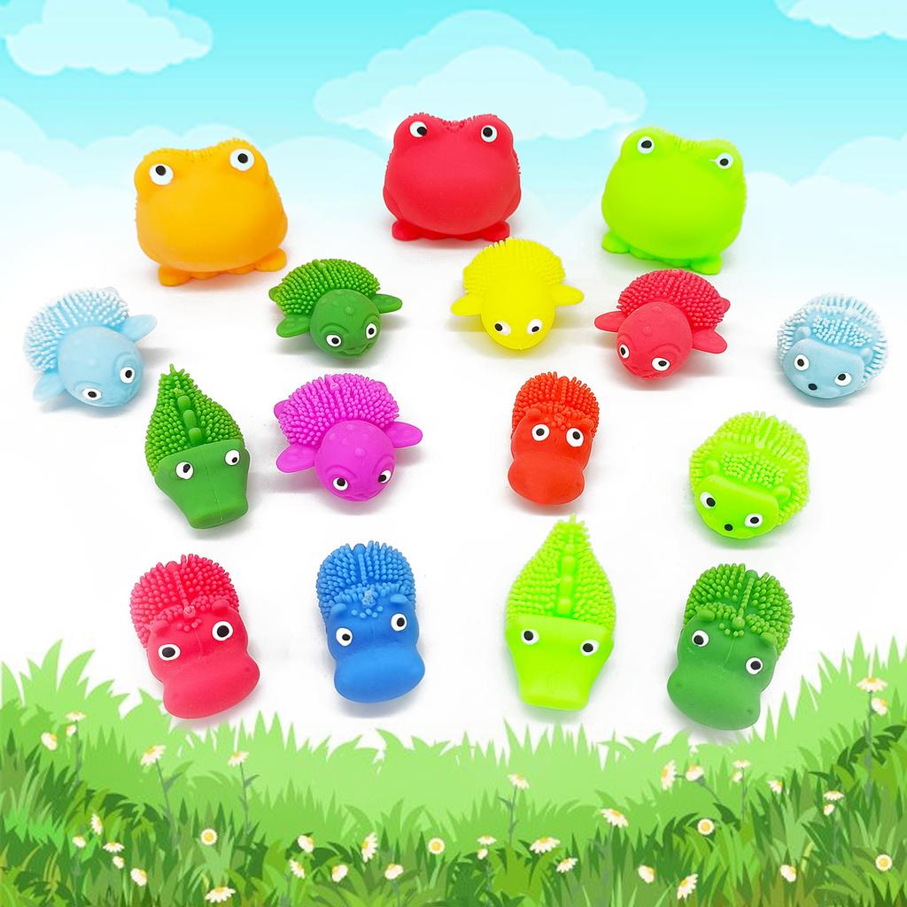 5Pcs Cute Squishy Fluffy Elephant Squeeze Fidget Cartoon Animal Sensory Ball TPR Squishy Turtle Hippo Children Anti-Anxiety Toy